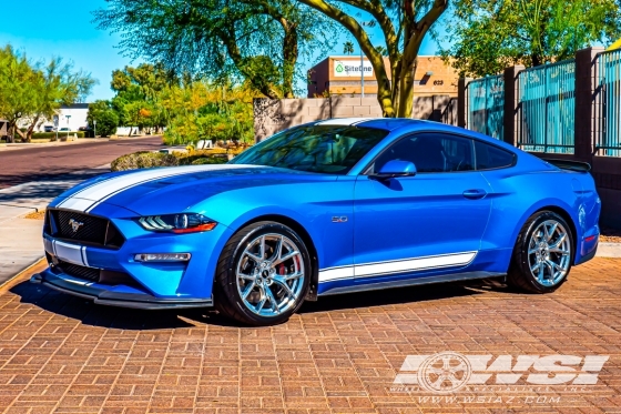 2019 Ford Mustang with 19" Powder Coating Ford Mustang in Polished wheels