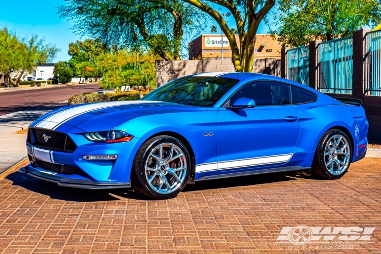 2019 Ford Mustang with 19" Powder Coating Ford Mustang in Polished wheels