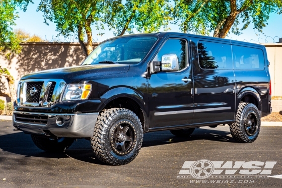 2020 Nissan NV3500 with 20" RBP - Rolling Big Power 50R Cobra in Satin Black (Satin Black Bead Lock Ring) wheels