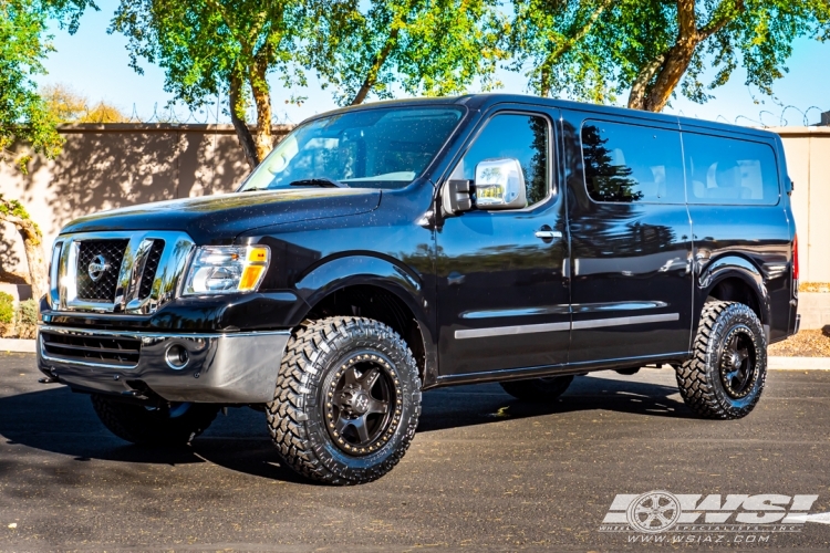 2020 Nissan NV3500 with 20" RBP - Rolling Big Power 50R Cobra in Satin Black (Satin Black Bead Lock Ring) wheels