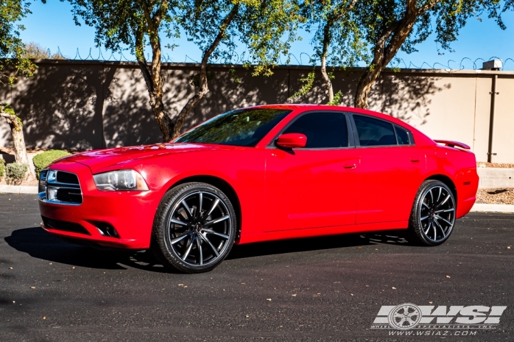 2013 Dodge Charger with 22" Gianelle Cuba-10 in Matte Black (w/Ball Cut Details) wheels