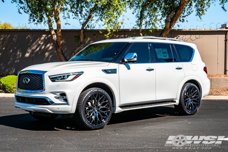 2021 Infiniti QX80 with 24" Vossen HF6-3 in Gloss Black wheels