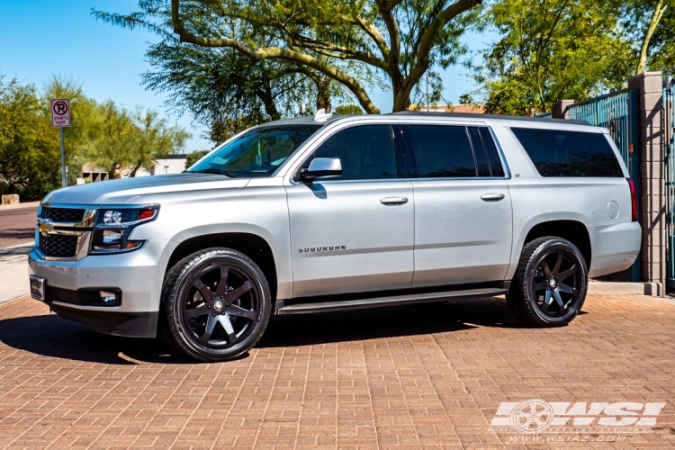 2019 Chevrolet Suburban with 22" Black Rhino Mozambique (RF) in Matte Black wheels