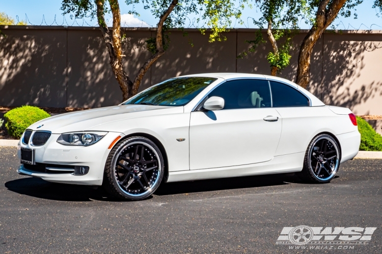 2013 BMW 3-Series with 20" Giovanna Austin in Satin Black Machined (Chrome Stainless Steel Lip) wheels