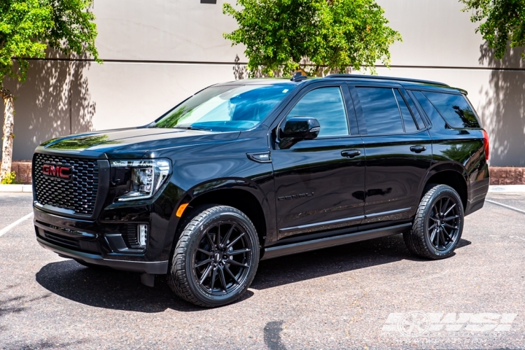 2021 GMC Yukon with 22" Vossen HF6-1 in Satin Black wheels