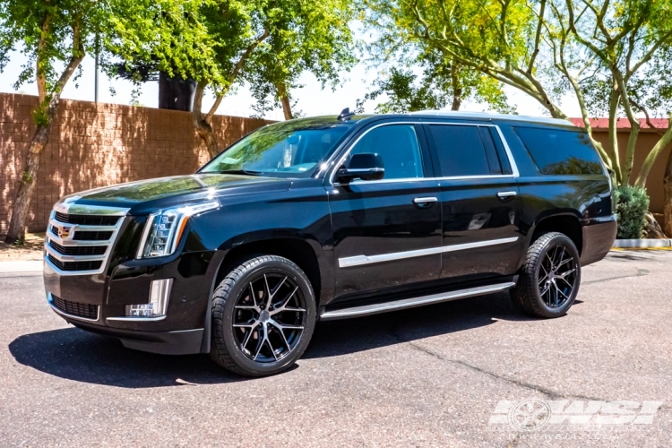 2020 Cadillac Escalade with 22" Vossen HF6-4 in Gloss Black Machined (Smoke Tint) wheels