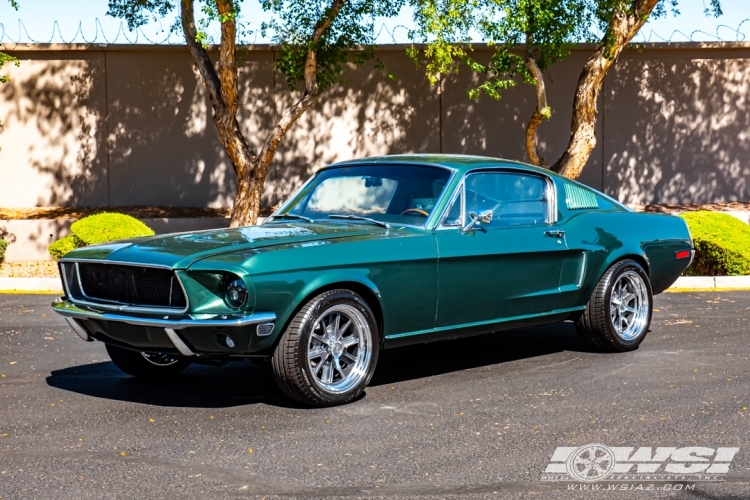 1968 Ford Mustang with 17" American Racing VN427 in Grey (Polished Lip) wheels