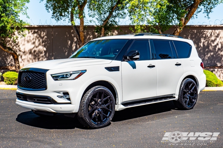 2021 Infiniti QX80 with 24" Vossen HF6-4 in Gloss Black wheels