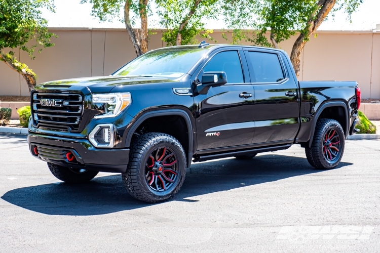 2021 GMC Sierra 1500 with 20" Fuel Rage D712 in Gloss Black (w/ Candy Red) wheels