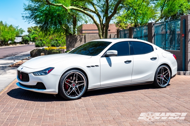 2015 Maserati Ghibli with 22" Giovanna Austin in Satin Black Machined (Chrome Stainless Steel Lip) wheels