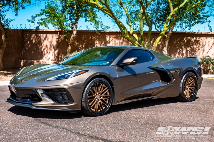 2021 Chevrolet Corvette with 20" Lexani R-Twenty in Satin Bronze (Gloss Black Lip) wheels