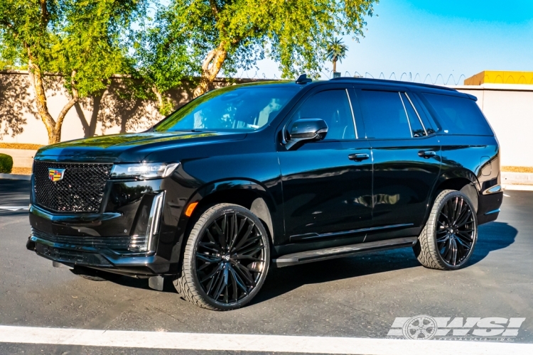 2021 Cadillac Escalade with 26" Lexani Aries CVR in Gloss Black wheels