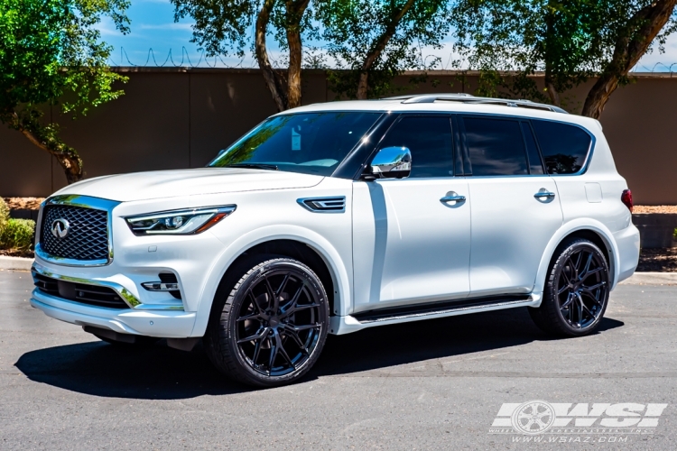 2021 Infiniti QX80 with 24" Vossen HF6-4 in Gloss Black wheels