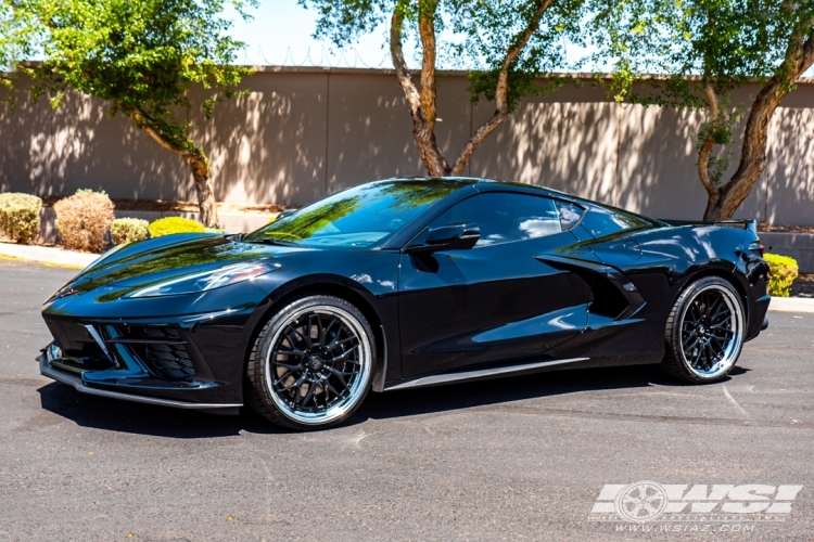 2021 Chevrolet Corvette with 21" ANRKY RS1 in Gloss Black (Chrome Lip) wheels