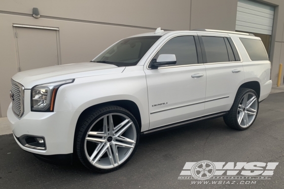 2016 GMC Yukon with 26" Koko Kuture Vetse in Gloss Silver wheels