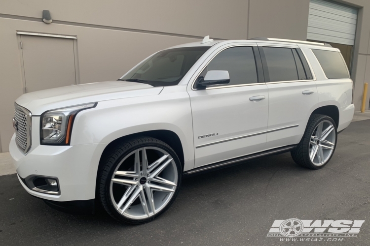 2016 GMC Yukon with 26" Koko Kuture Vetse in Gloss Silver wheels