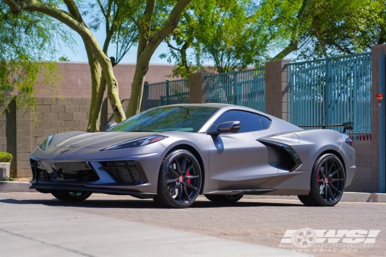 2022 Chevrolet Corvette with 20" Vossen HF-3 in Gloss Black (Custom Finish) wheels