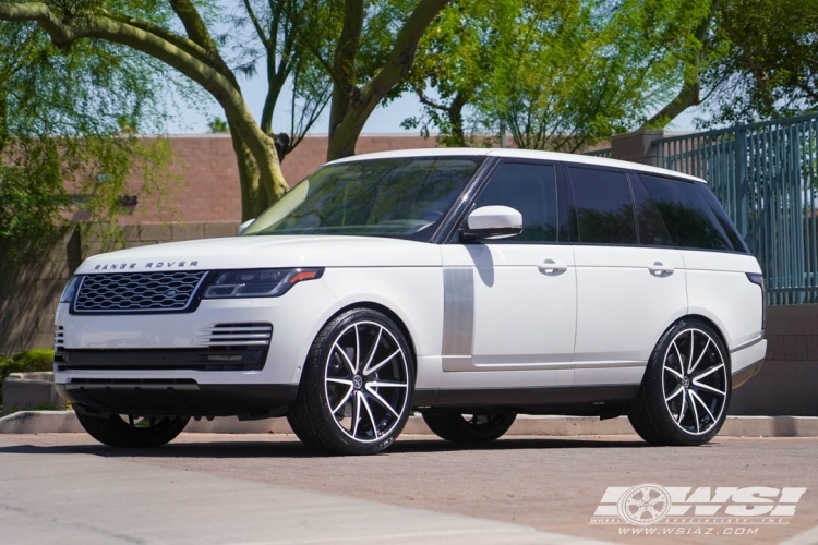 2022 Land Rover Range Rover with 24" Vellano VM27 Monoblock in White (Gloss Black Lip) wheels