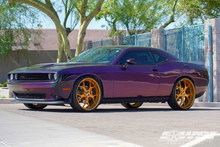 2016 Dodge Challenger with 24" Forgiato GTR in Candy Gold wheels