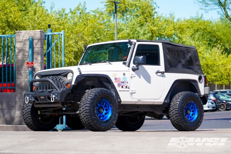 2009 Jeep Wrangler with 17" Black Rhino Barstow in Dearborn Blue (Black Lip Edge) wheels