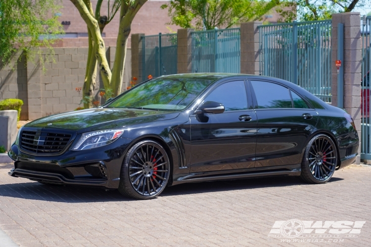 2015 Mercedes-Benz S-Class with 22" Koko Kuture URFA in Gloss Black (exposed lug) wheels