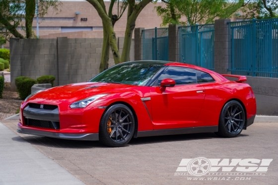 2010 Nissan GTR with 20" Vossen HF-3 in Satin Black (Custom Finish) wheels