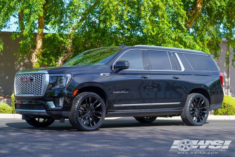 2022 GMC Yukon with 24" DUB Clout S252 in Gloss Black (Milled Accents) wheels