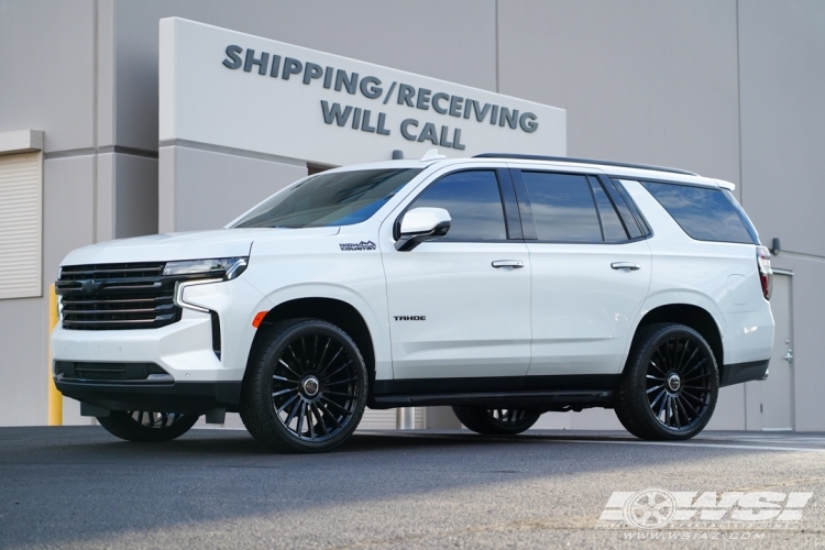 2022 Chevrolet Tahoe with 24" Koko Kuture URFA FF in Gloss Black (optional covered cap) wheels