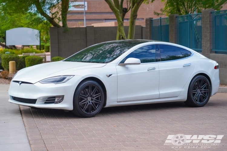 2019 Tesla Model S with 20" Vossen CV10 in Satin Black wheels