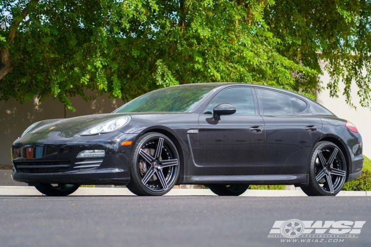 2012 Porsche Panamera with 22" Giovanna Dublin-5 in Black Machined wheels