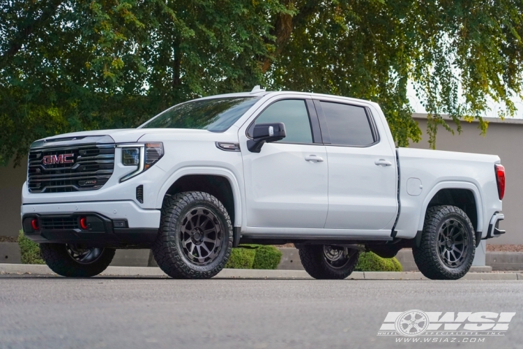 2022 GMC Sierra 1500 with 20" Black Rhino Rotor in Matte Gunmetal (Brushed Tinted Face) wheels