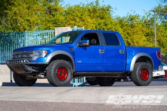 2013 Ford F-150 with 17" KMC KM544 Mesa in Candy Red (Black Lip) wheels