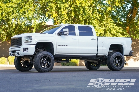 2019 GMC Sierra 2500 with 20" Hostile Off Road H118 Demon in Gloss Black Milled (Blade Cut) wheels