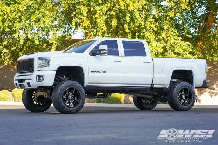 2019 GMC Sierra 2500 with 20" Hostile Off Road H118 Demon in Gloss Black Milled (Blade Cut) wheels