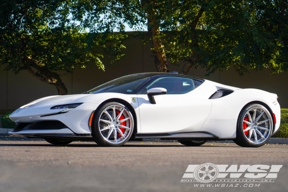 2022 Ferrari SF90 Stradale with 22" GFG Forged FM21-Z in Silver Machined (Chrome Lip) wheels