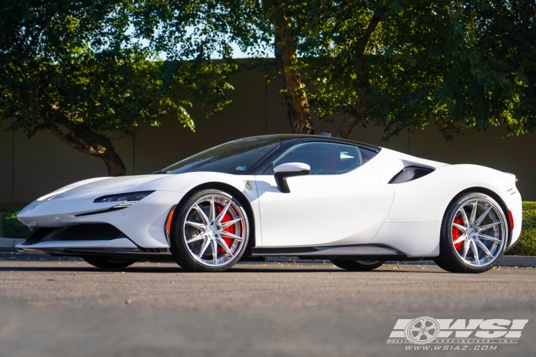 2022 Ferrari SF90 Stradale with 22" GFG Forged FM21-Z in Silver Machined (Chrome Lip) wheels