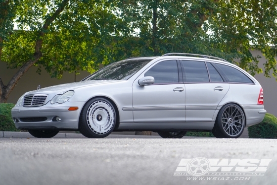 2004 Mercedes-Benz C-Class with 19" Rotiform AeroDisc in Gloss White (w/ Silver Hex) wheels