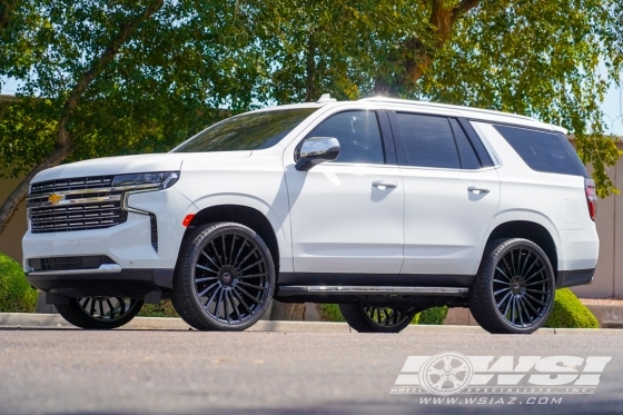 2023 Chevrolet Tahoe with 26" Koko Kuture URFA in Gloss Black (exposed lug) wheels