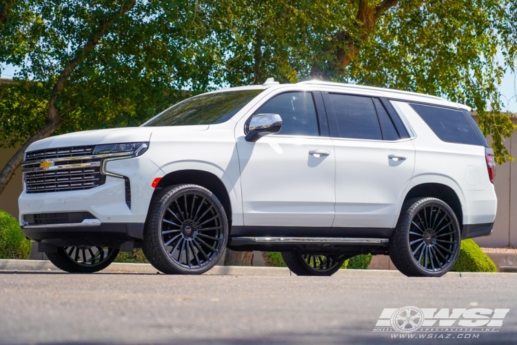 2023 Chevrolet Tahoe with 26" Koko Kuture URFA in Gloss Black (exposed lug) wheels