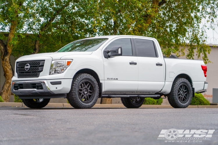 2023 Nissan Titan with 20" KMC KM544 Mesa in Satin Black wheels