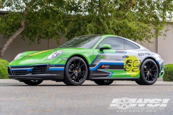 2019 Porsche 911 with 20" Powder Coating Porsche 911 in Gloss Black wheels