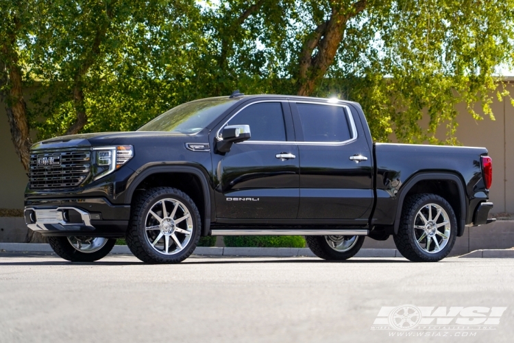 2023 GMC Sierra 1500 with 22" Status Mammoth in Chrome wheels