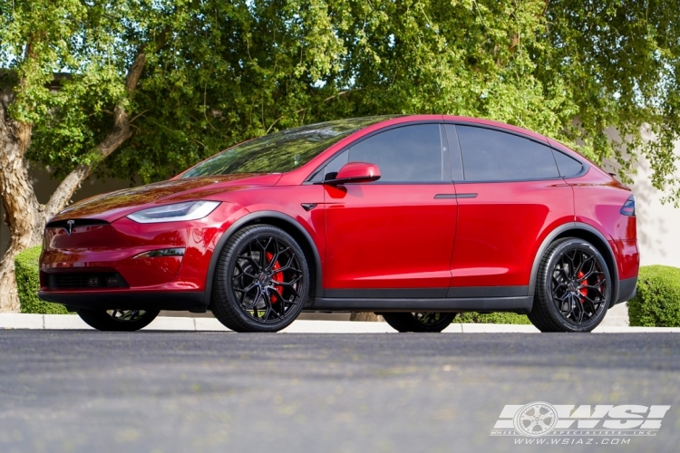 2023 Tesla Model X with 22" Gianelle Monte Carlo in Gloss Black wheels