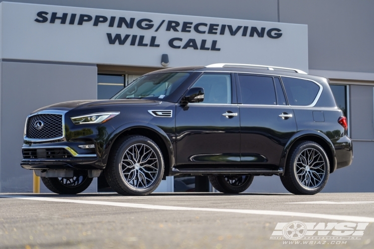 2023 Infiniti QX80 with 22" Vossen HF6-3 in Gloss Black Machined wheels