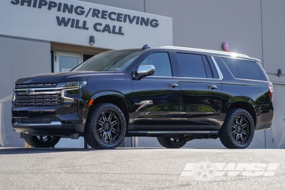 2023 Chevrolet Suburban with 22" Black Rhino Sierra in Gloss Black (Milled Accents) wheels