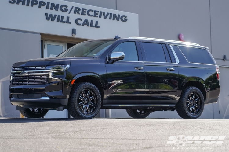 2023 Chevrolet Suburban with 22" Black Rhino Sierra in Gloss Black (Milled Accents) wheels