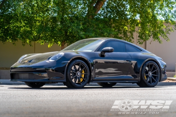 2022 Porsche 911 with 21" iPE MFR-02 in Satin Black wheels