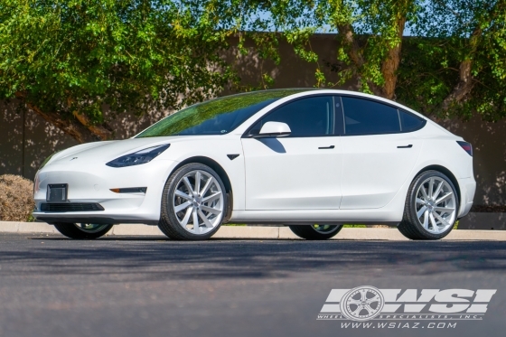 2022 Tesla Model 3 with 20" Koko Kuture Kapan in Gloss Silver wheels