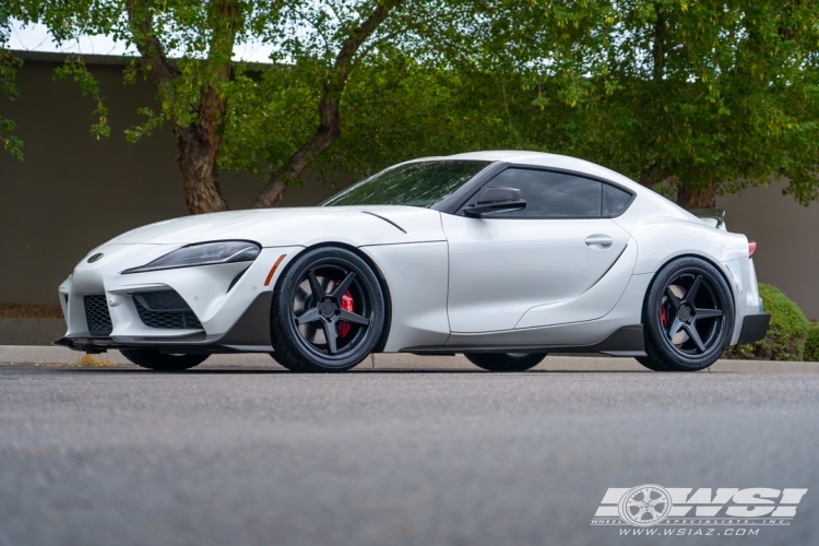 2022 Toyota Supra with 19" Ferrada FR3 in Matte Black (Gloss Black Lip) wheels