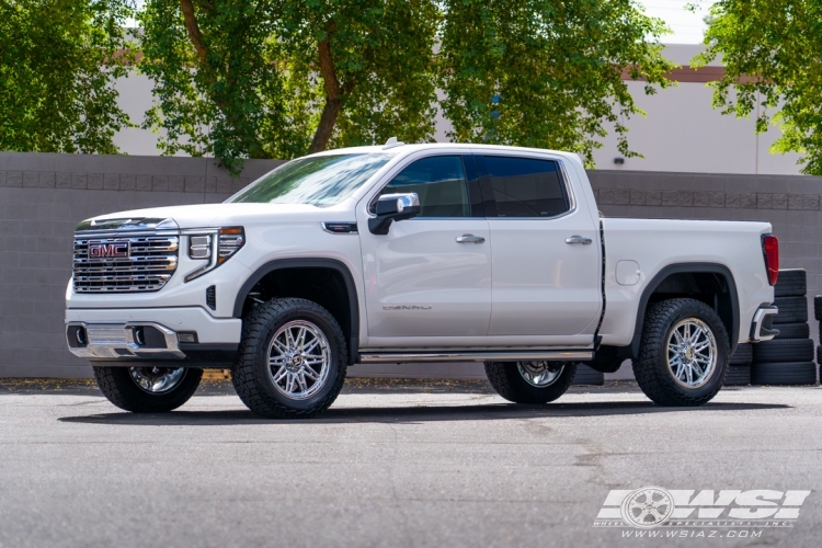 2023 GMC Sierra 1500 with 20" Hostile Off Road H126 Maniac in Chrome (Armor Plated) wheels